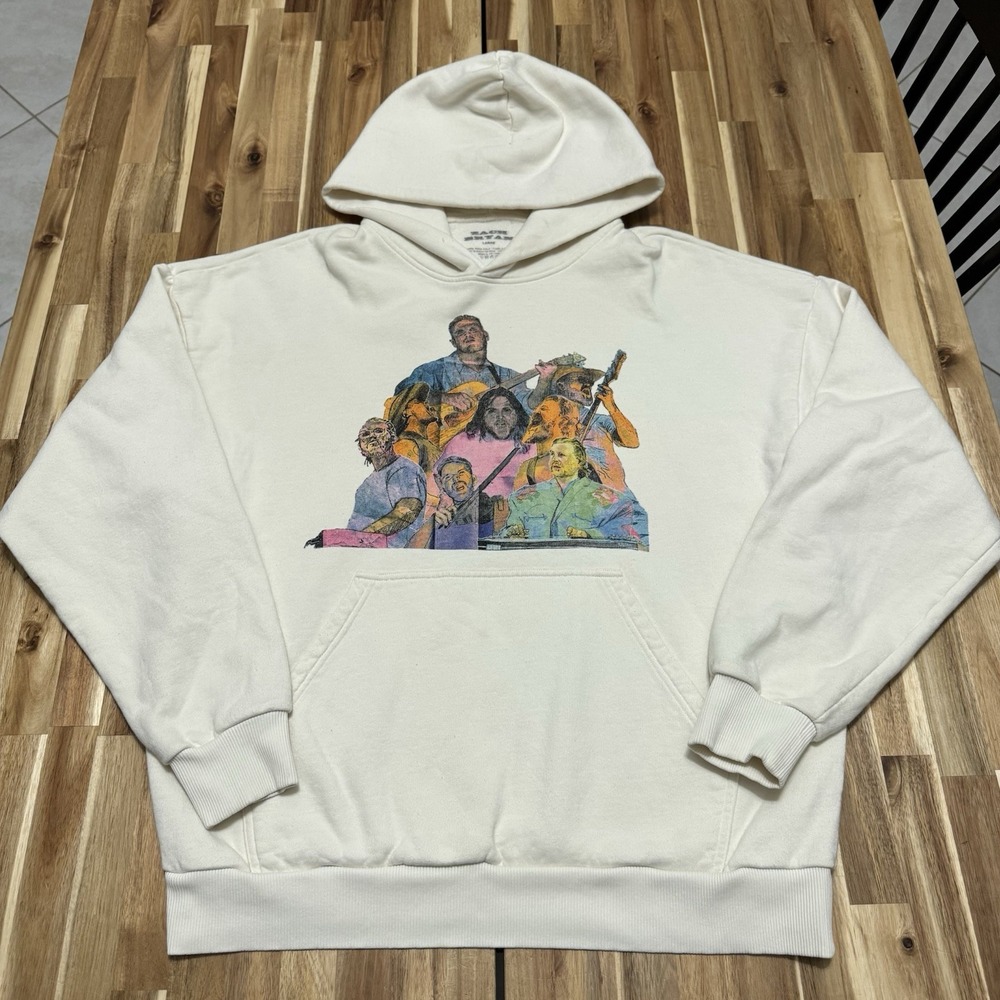 Zach Bryan Hoodie Mens L Ivory Quittin Time Tour Double Sided‎ Country Music